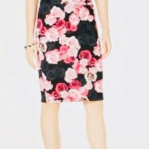 Pink Roses pencil skirt by INC.